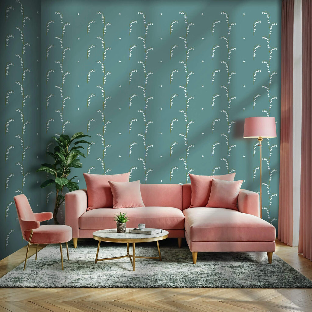 Motif de fleurs blanches sur fond bleu