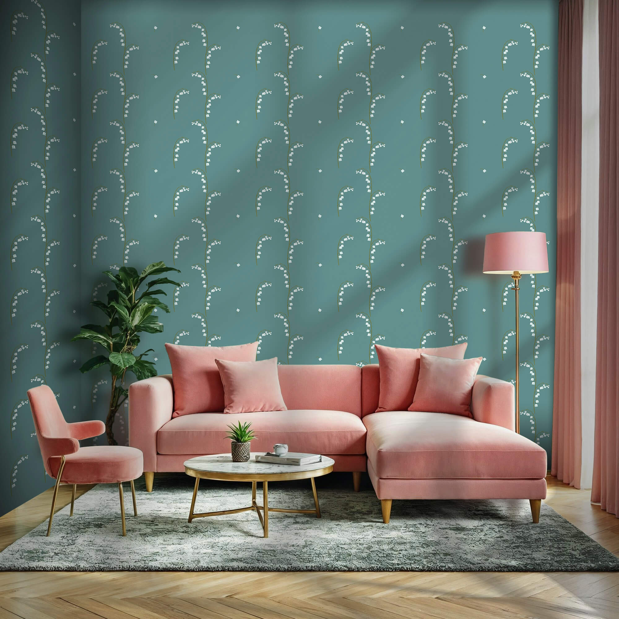 Motif de fleurs blanches sur fond bleu