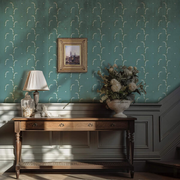 Motif de fleurs blanches sur fond bleu