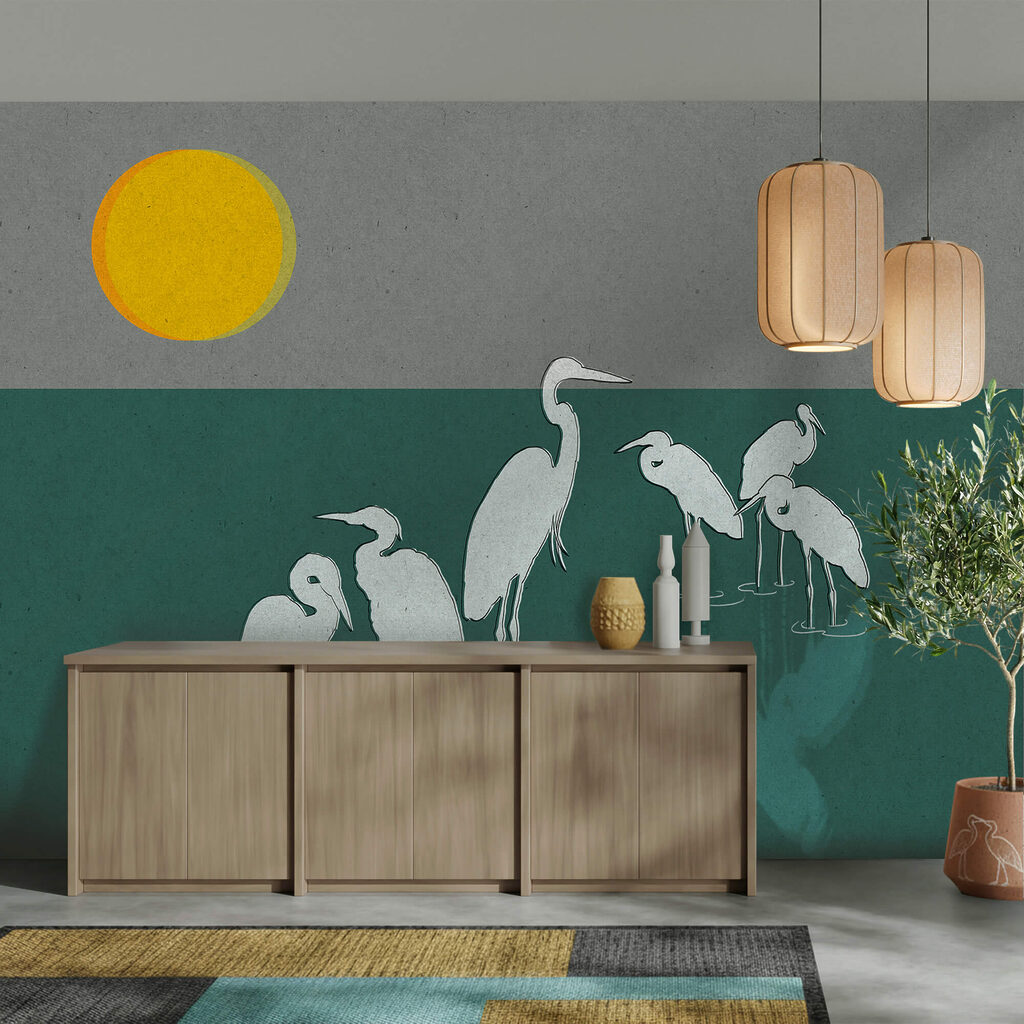 Groupe d'oiseaux debout dans l'eau