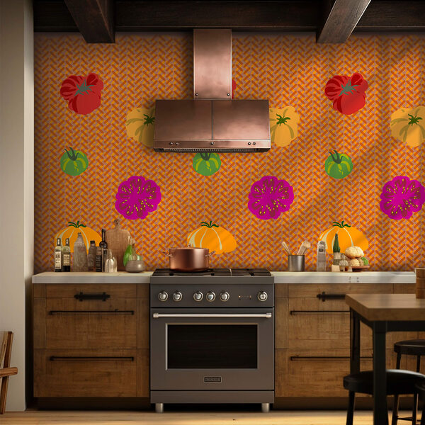 Groupe de tomates sur une surface tissée