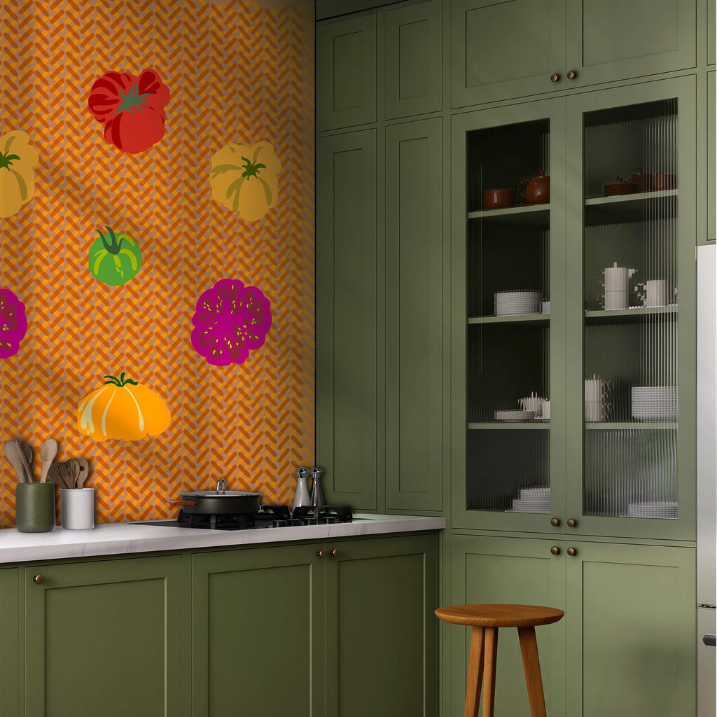 Groupe de tomates sur une surface tissée