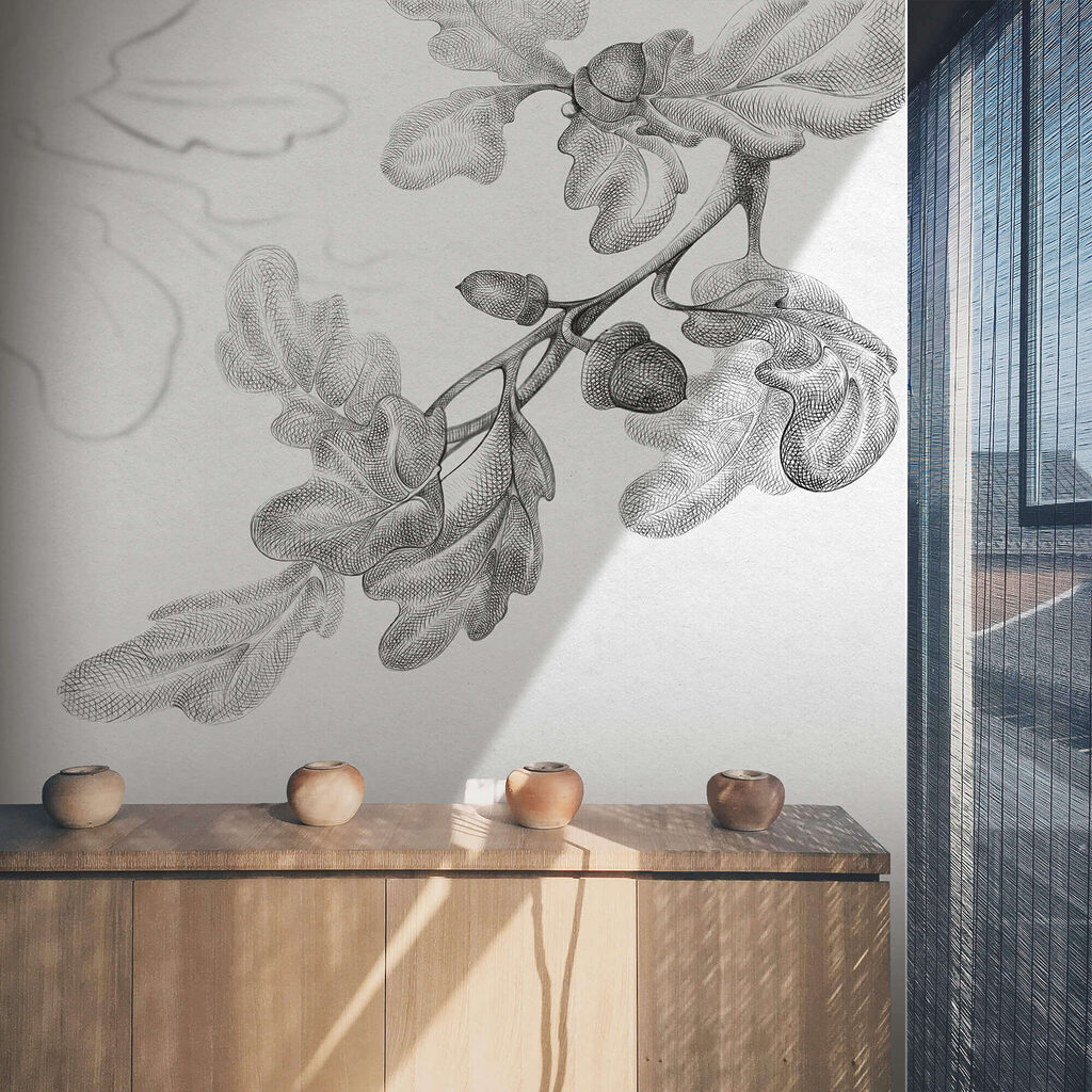 Dessin d'une branche avec des feuilles