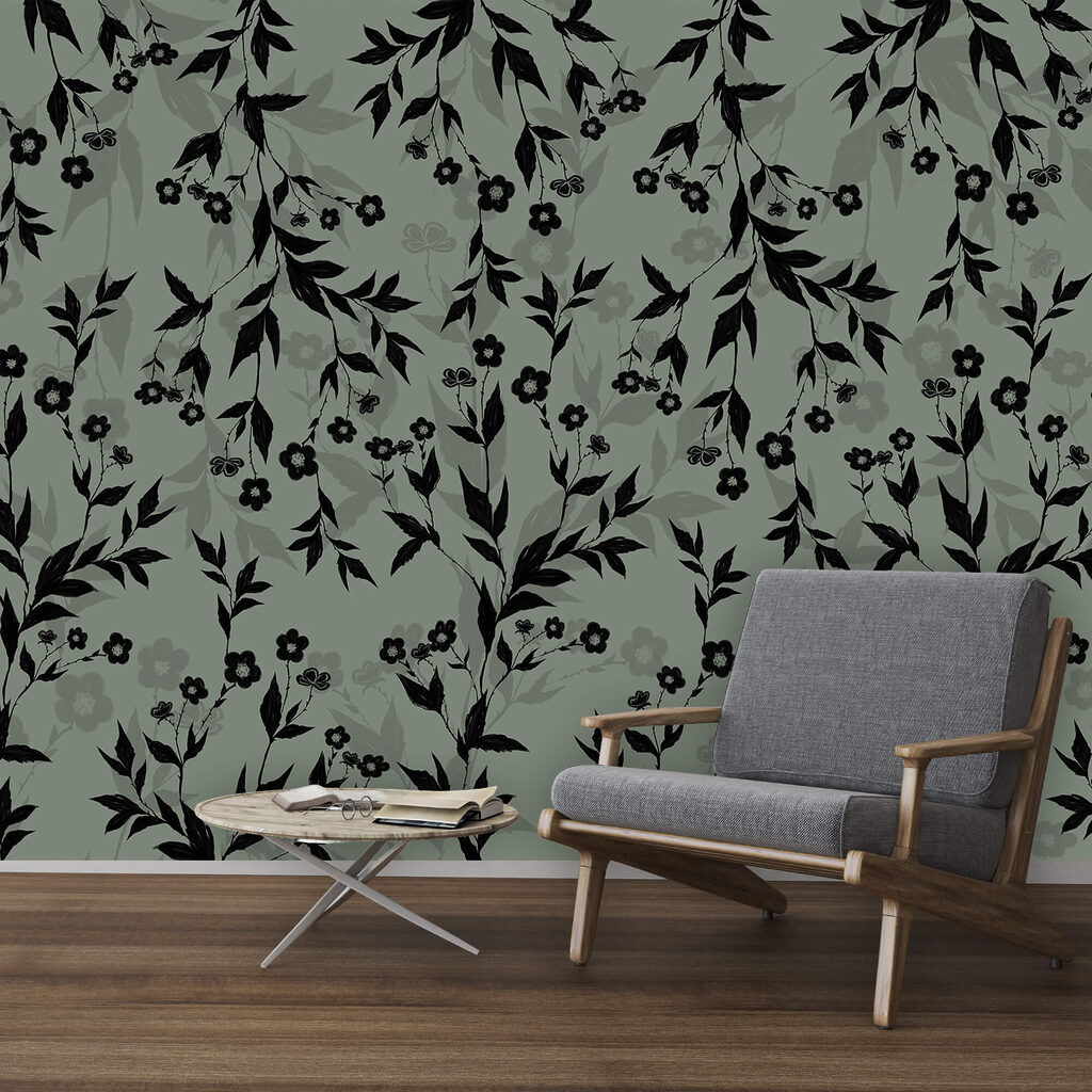 Motif floral noir et blanc