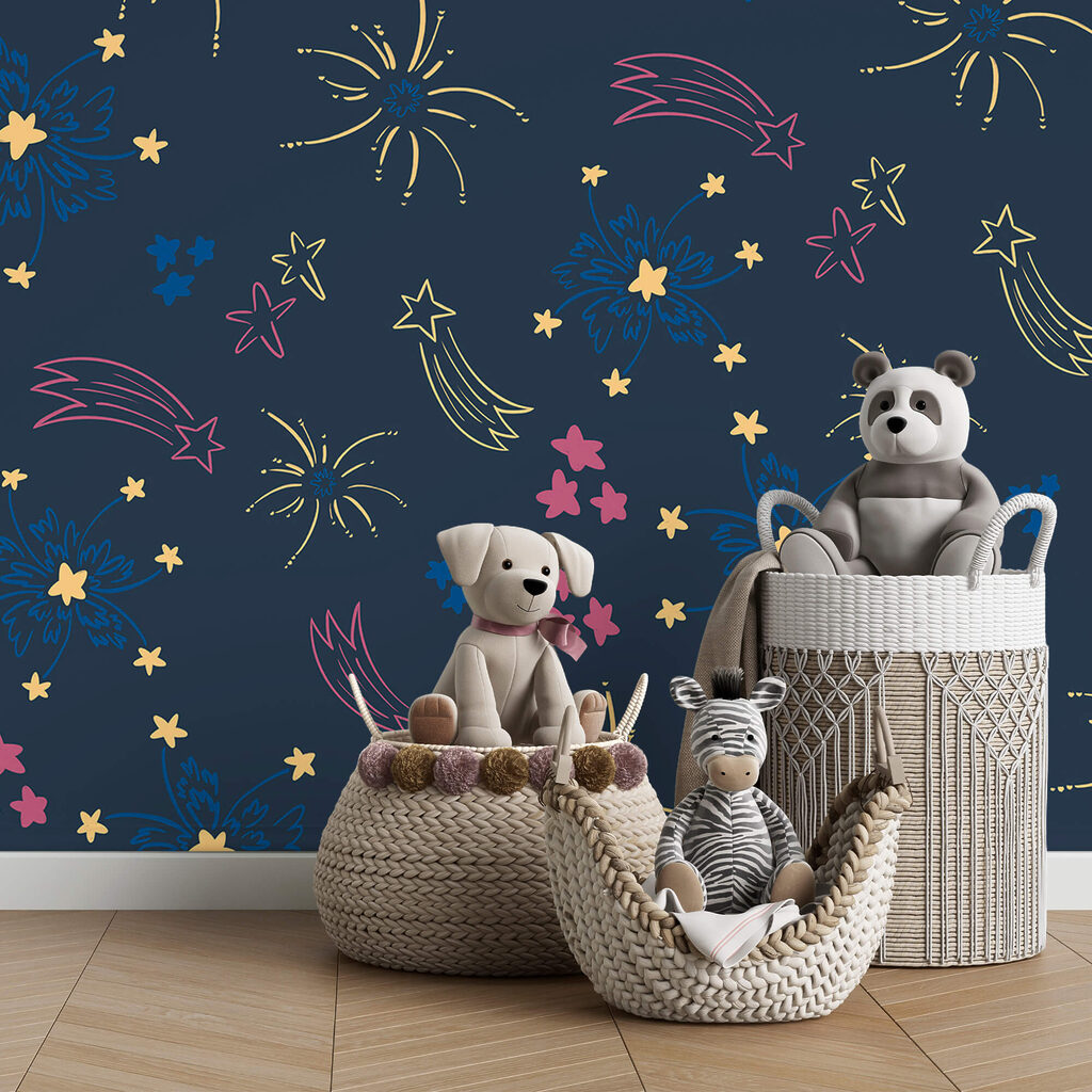 Motif de feux d'artifice et d'étoiles