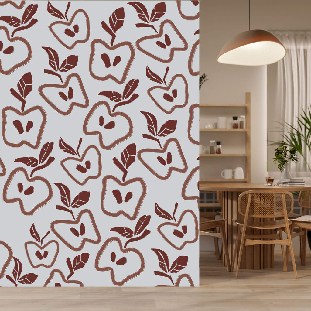 Motif de pommes et de feuilles