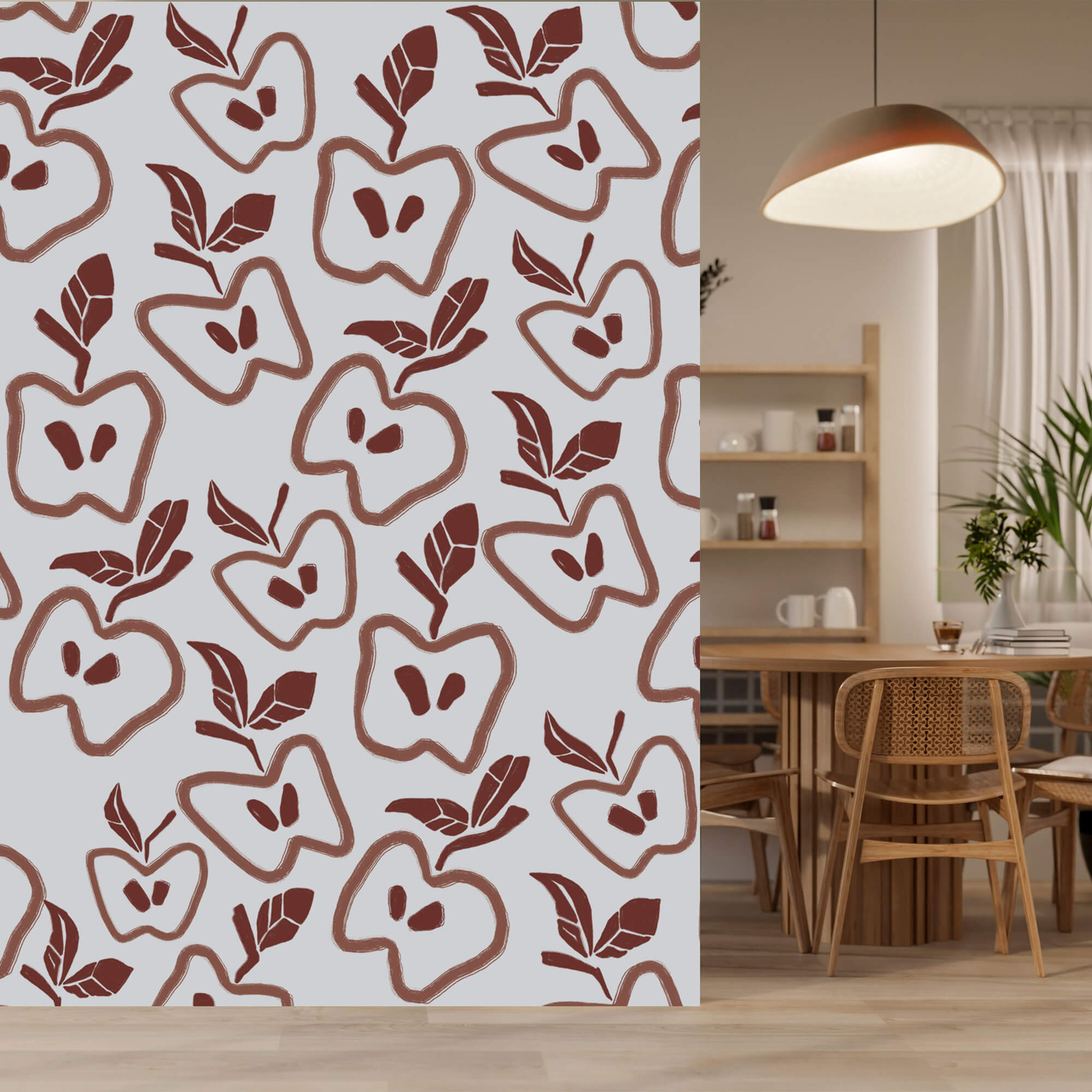 Motif de pommes et de feuilles