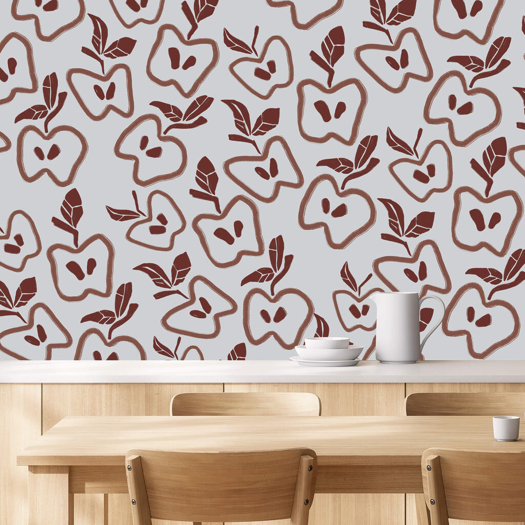 Motif de pommes et de feuilles