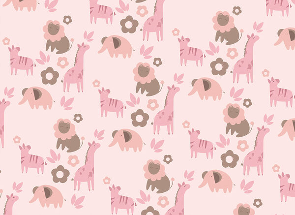 Pattern of animals and flowers