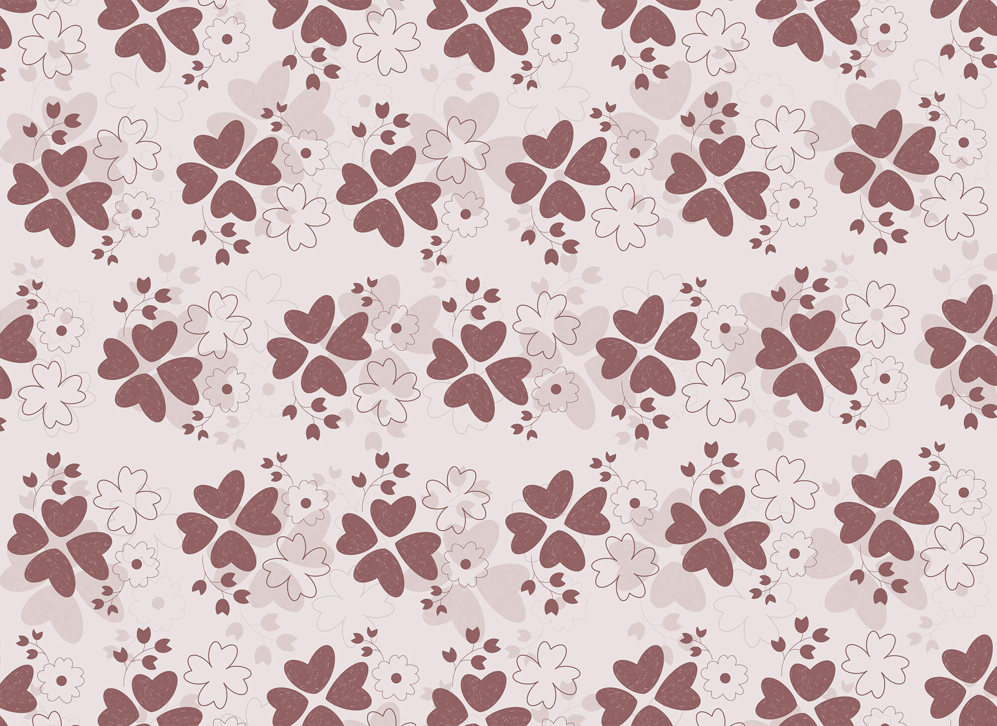 Pattern of flowers and leaves