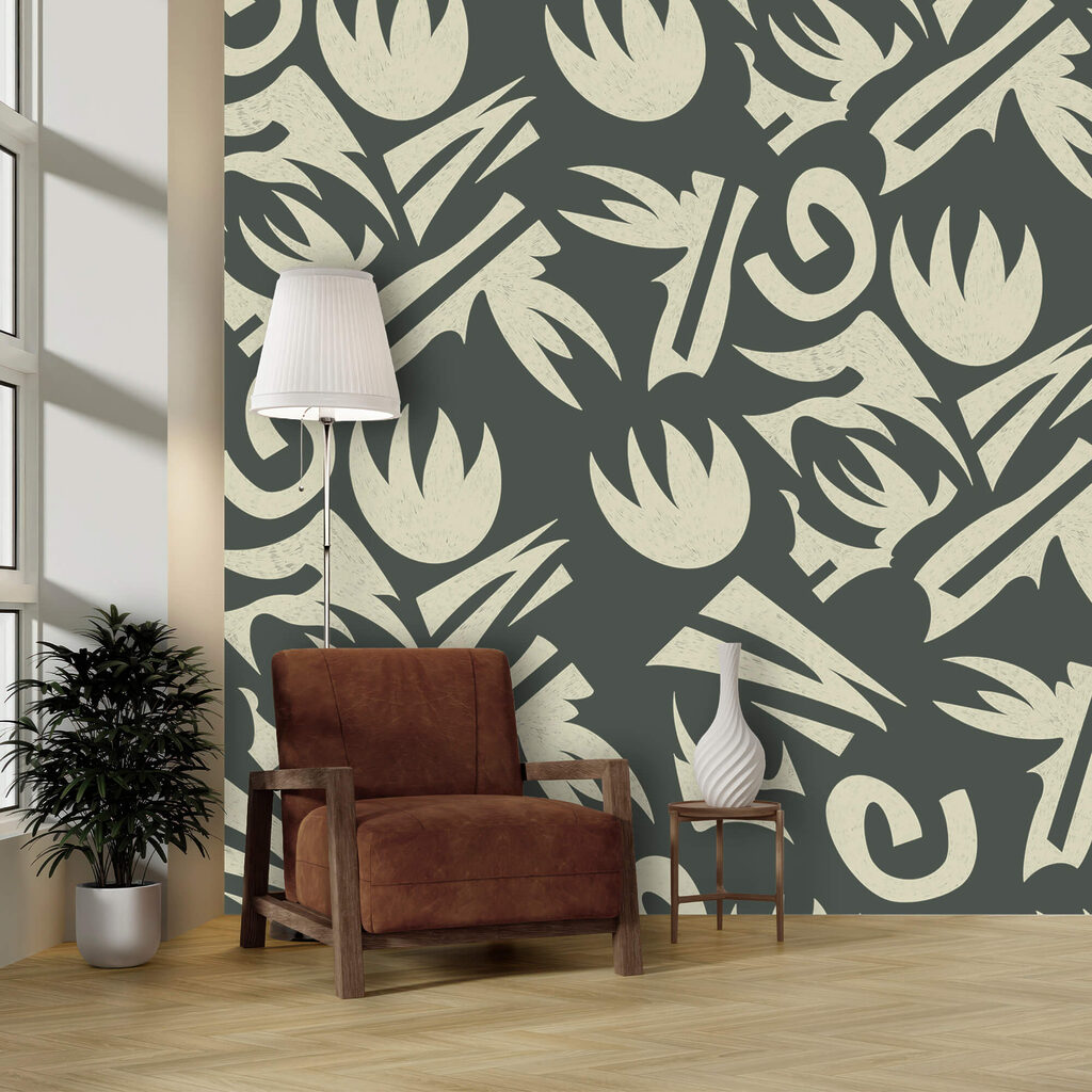 Motif de feuilles blanches et grises