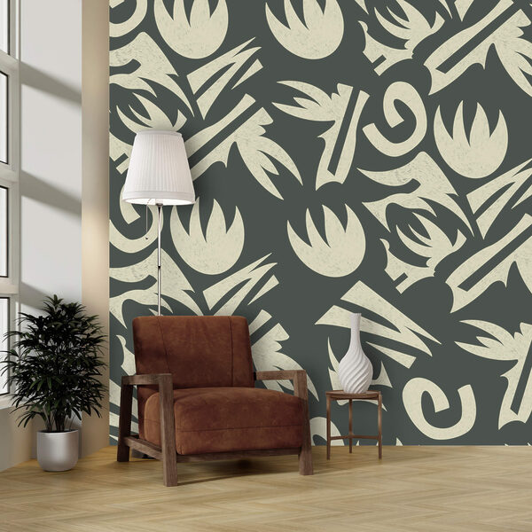 Motif de feuilles blanches et grises