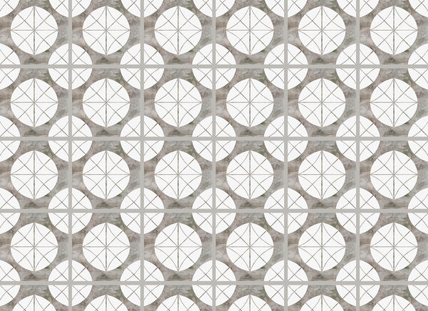 Pattern of white circles and grey squares