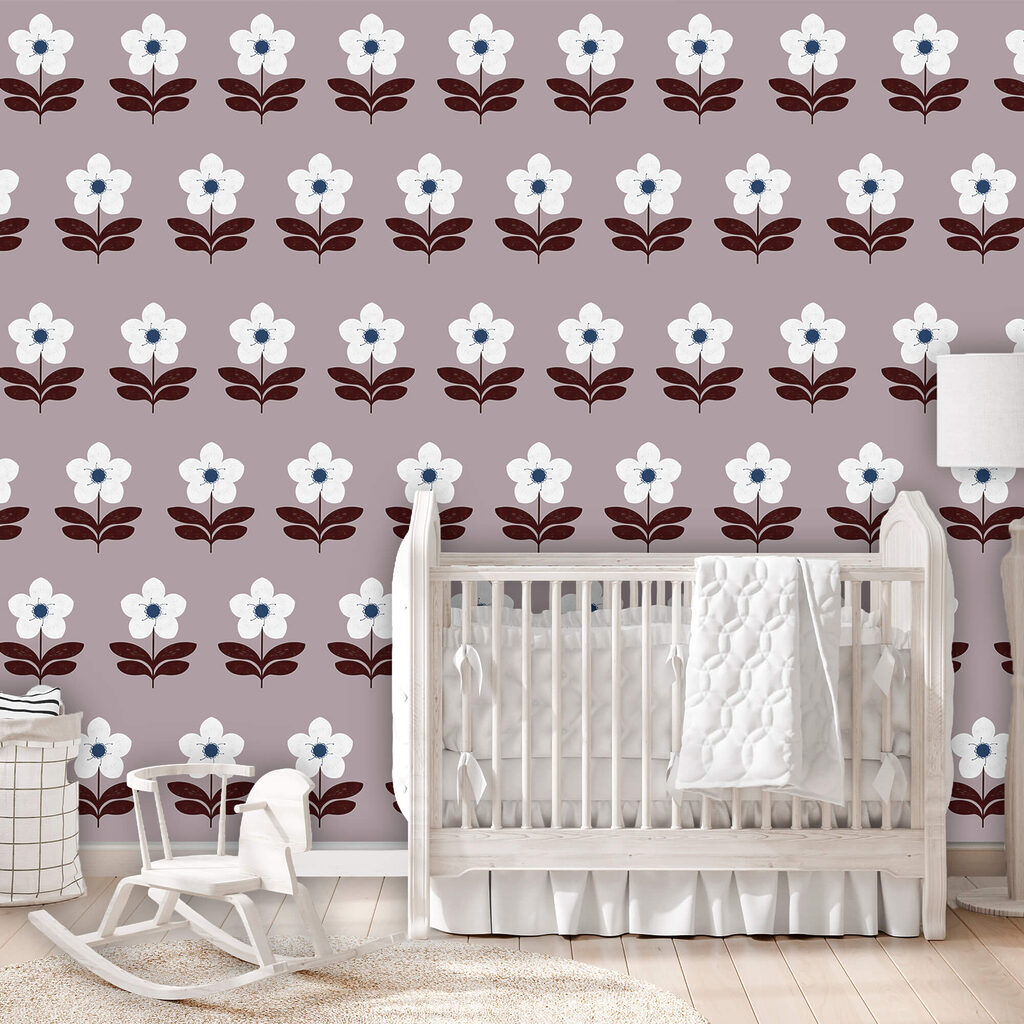 Motif de fleurs blanches et de feuilles brunes