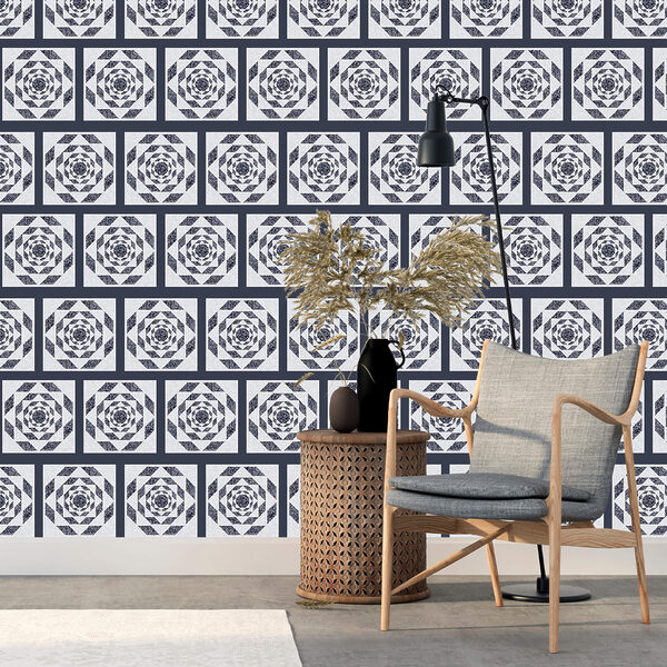 Motif de carrés et motif floral