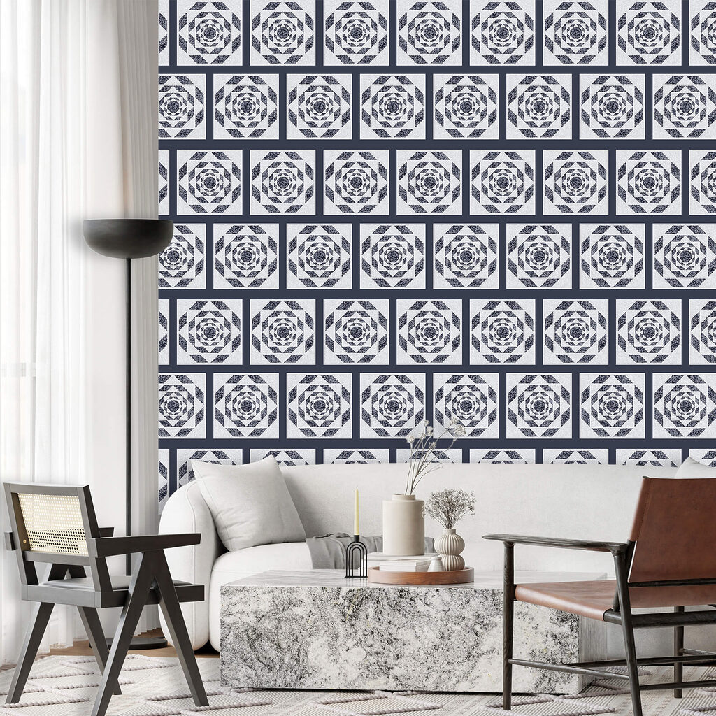 Motif de carrés et motif floral