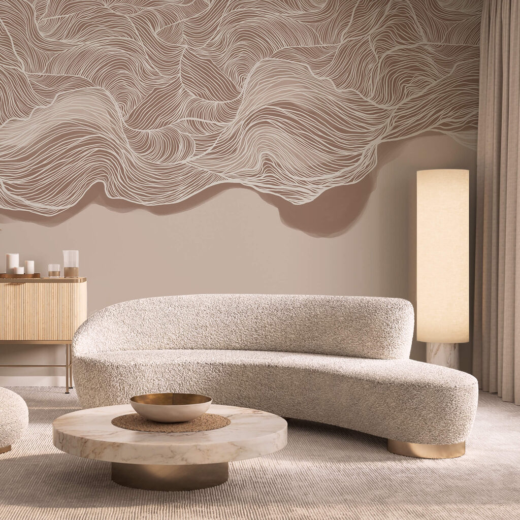 Motif ondulé brun et blanc