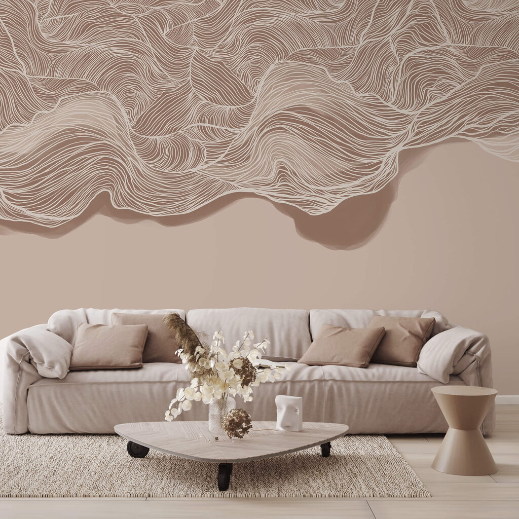 Motif ondulé brun et blanc