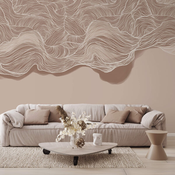 Motif ondulé brun et blanc