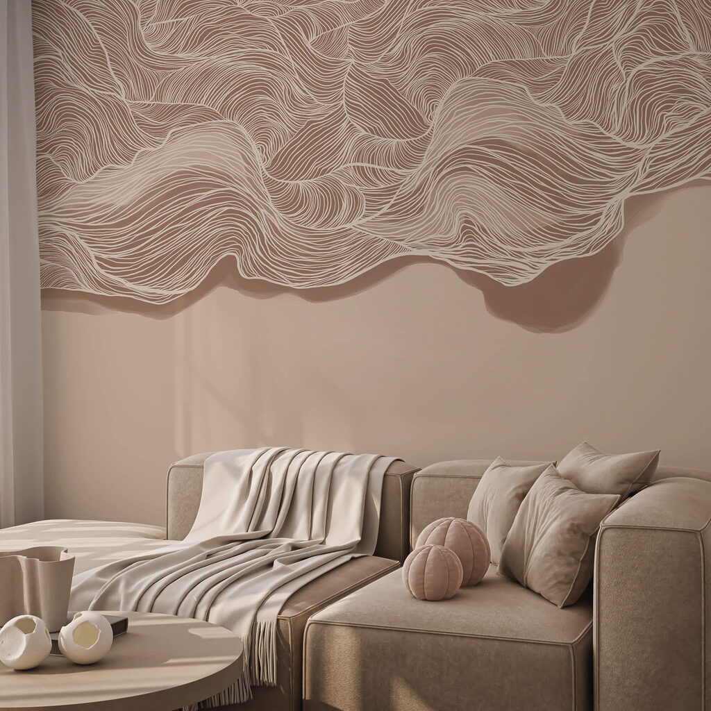 Motif ondulé brun et blanc