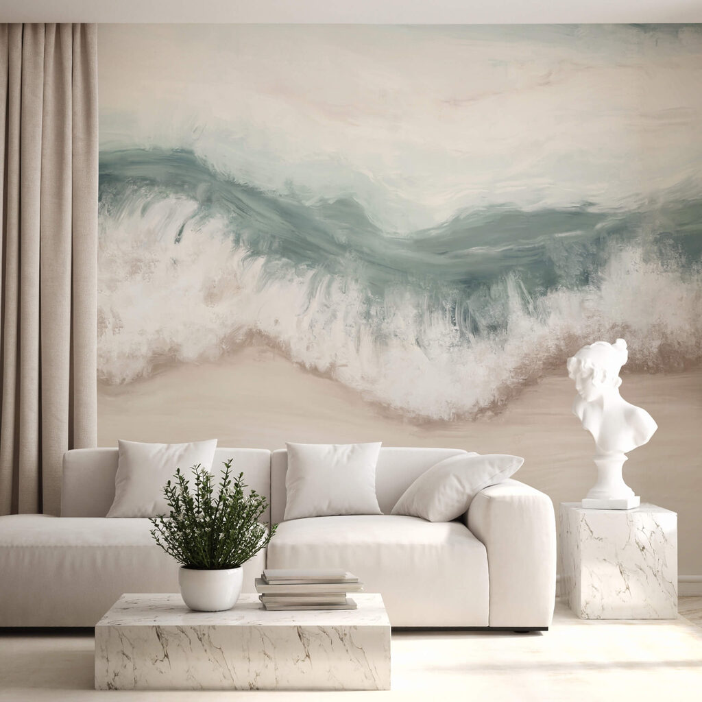 Vague déferlant sur une plage