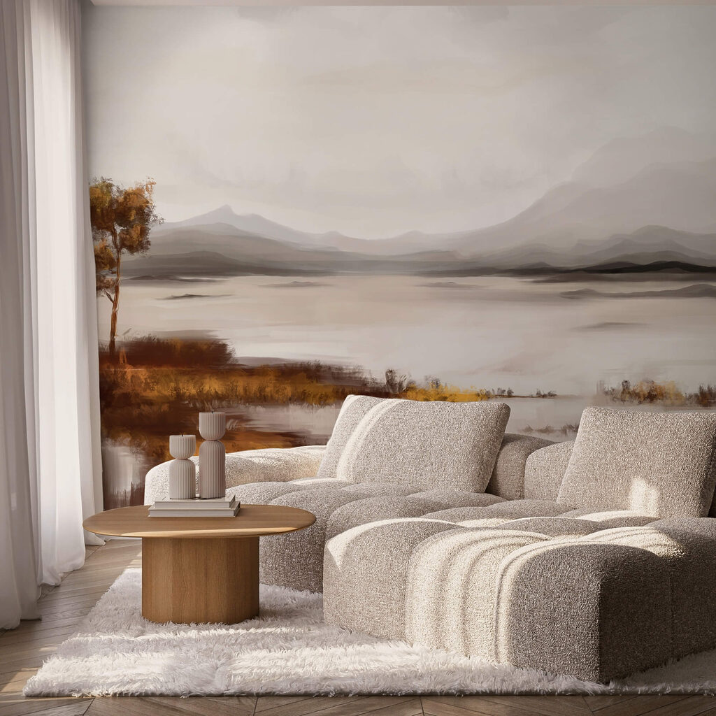 Paysage d'un lac avec des montagnes en arrière-plan