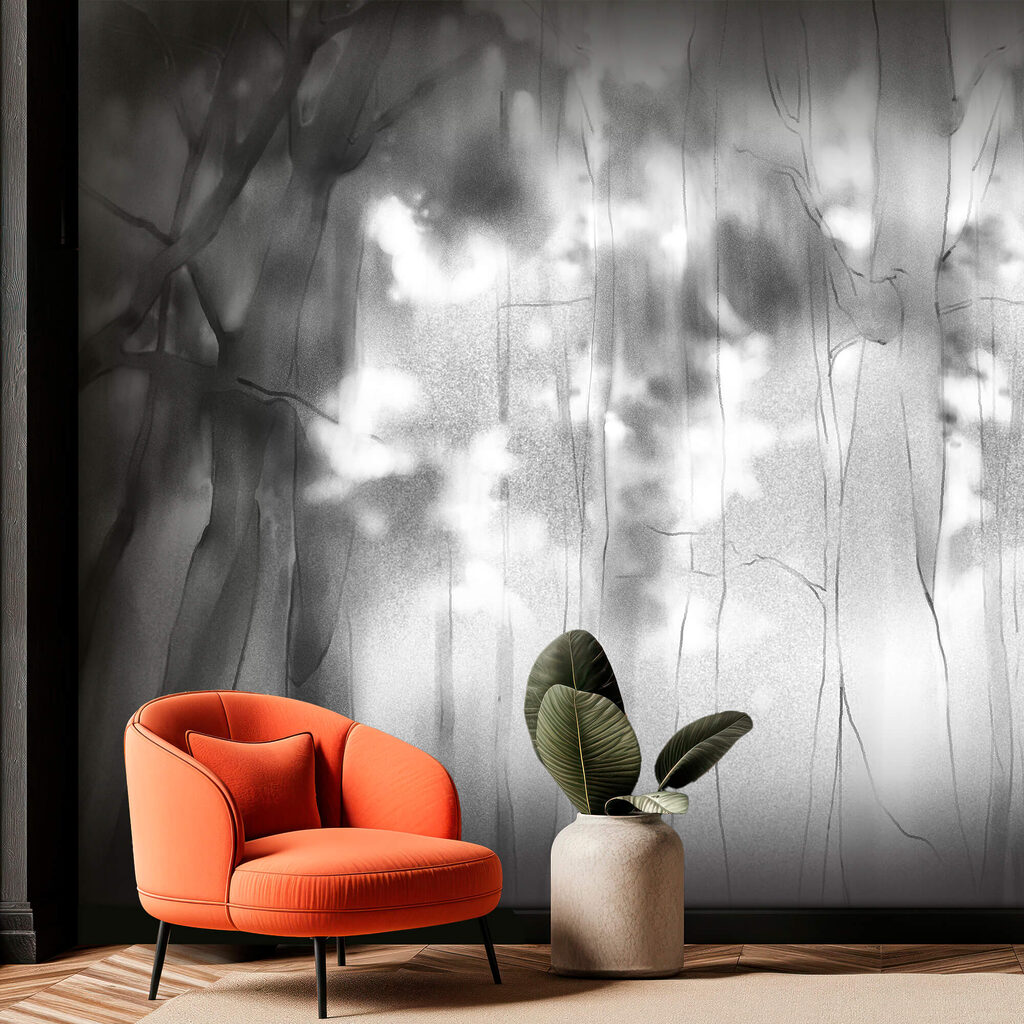 Image en noir et blanc d'arbres Image en noir et blanc d'arbres