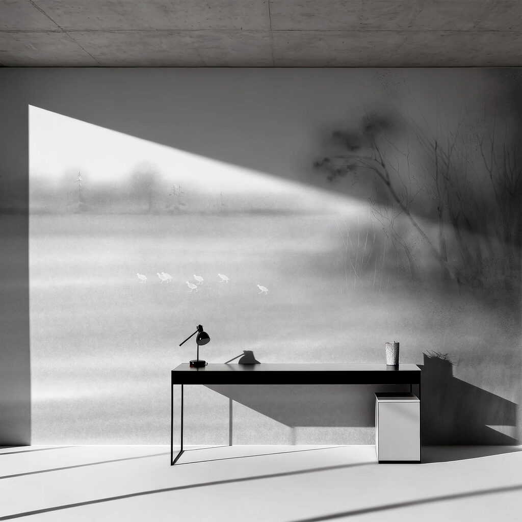 Oiseaux dans un champ