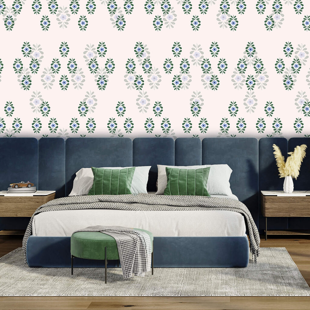 Motif de fleurs bleues