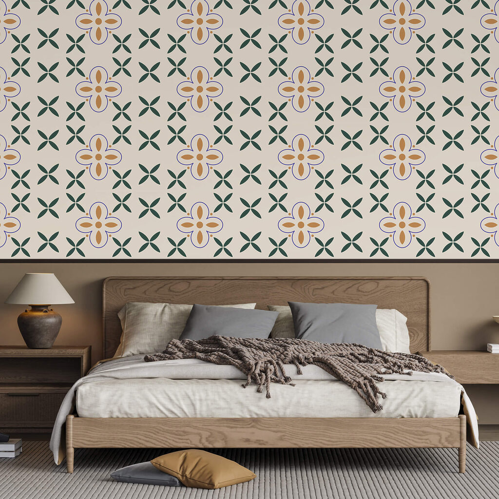 Motif floral sur fond blanc