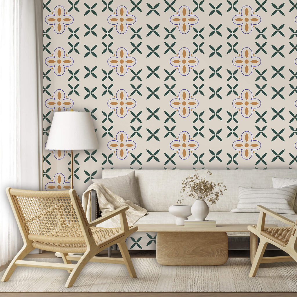 Motif floral sur fond blanc