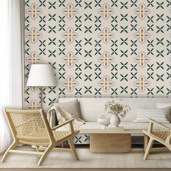 Motif floral sur fond blanc