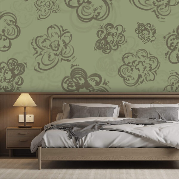 Motif floral sur fond vert