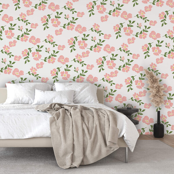 Motif de fleurs roses et de feuilles vertes Motif de fleurs roses et de feuilles vertes