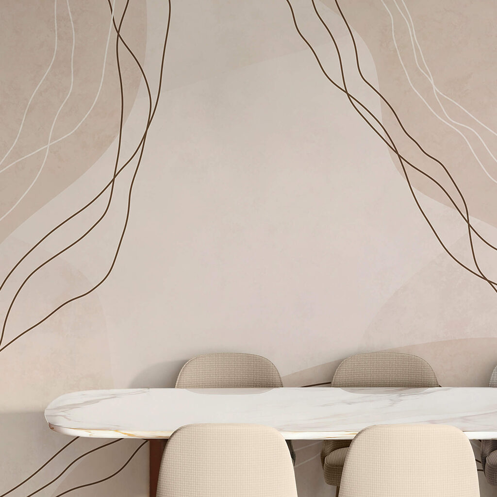 Lignes blanches et brunes sur fond beige