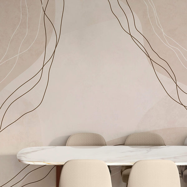 Lignes blanches et brunes sur fond beige