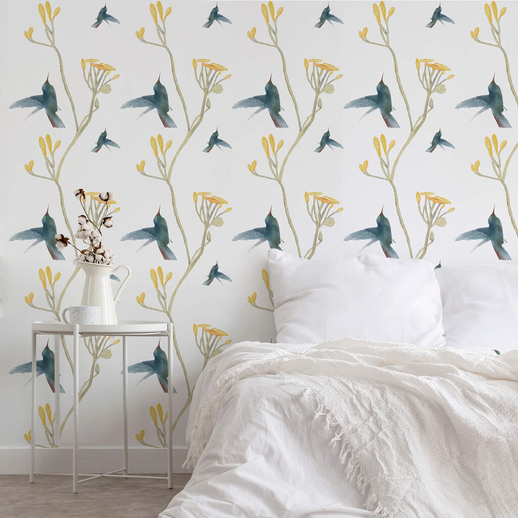 Motif d'oiseaux et de fleurs