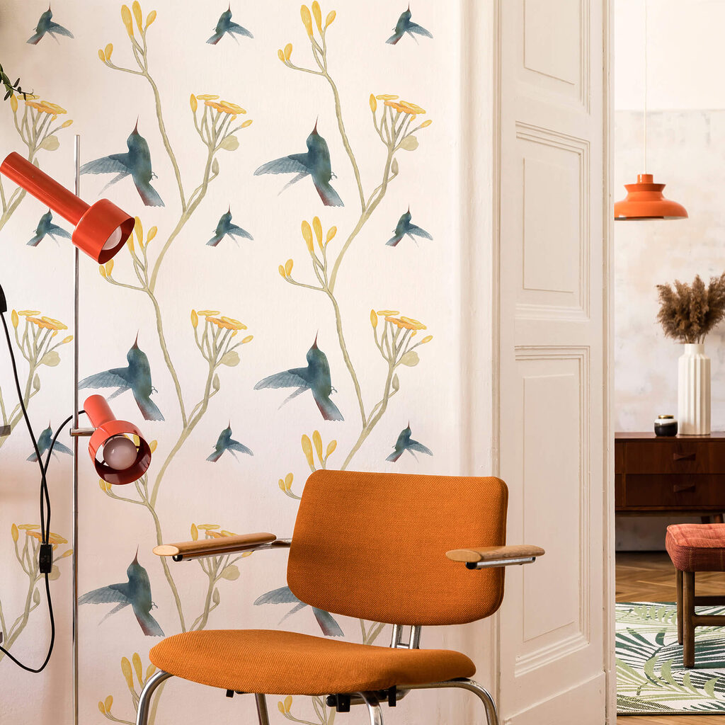 Motif d'oiseaux et de fleurs