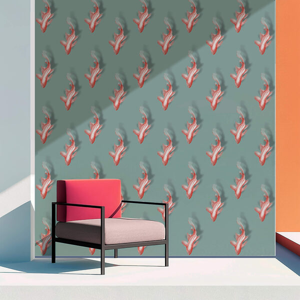 Motif de poissons sur fond bleu