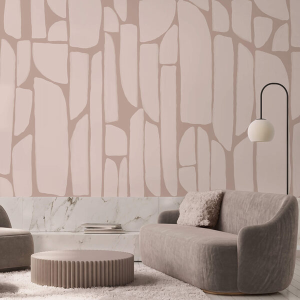 Motif composé de formes blanches et roses