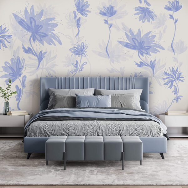 Motif floral sur fond blanc
