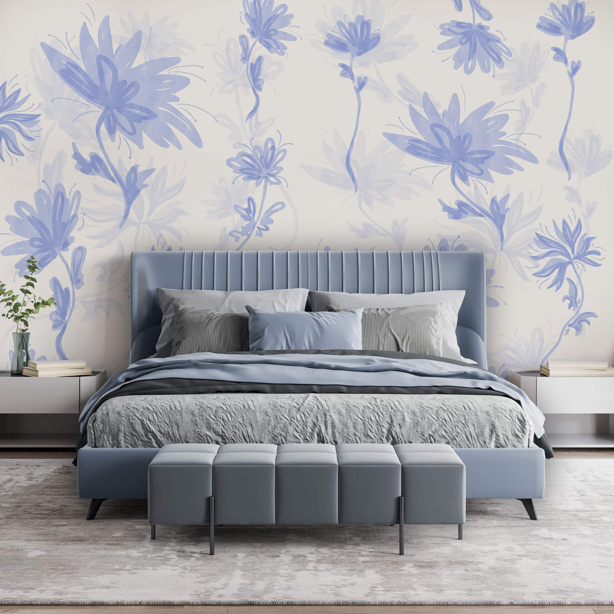 Motif floral sur fond blanc