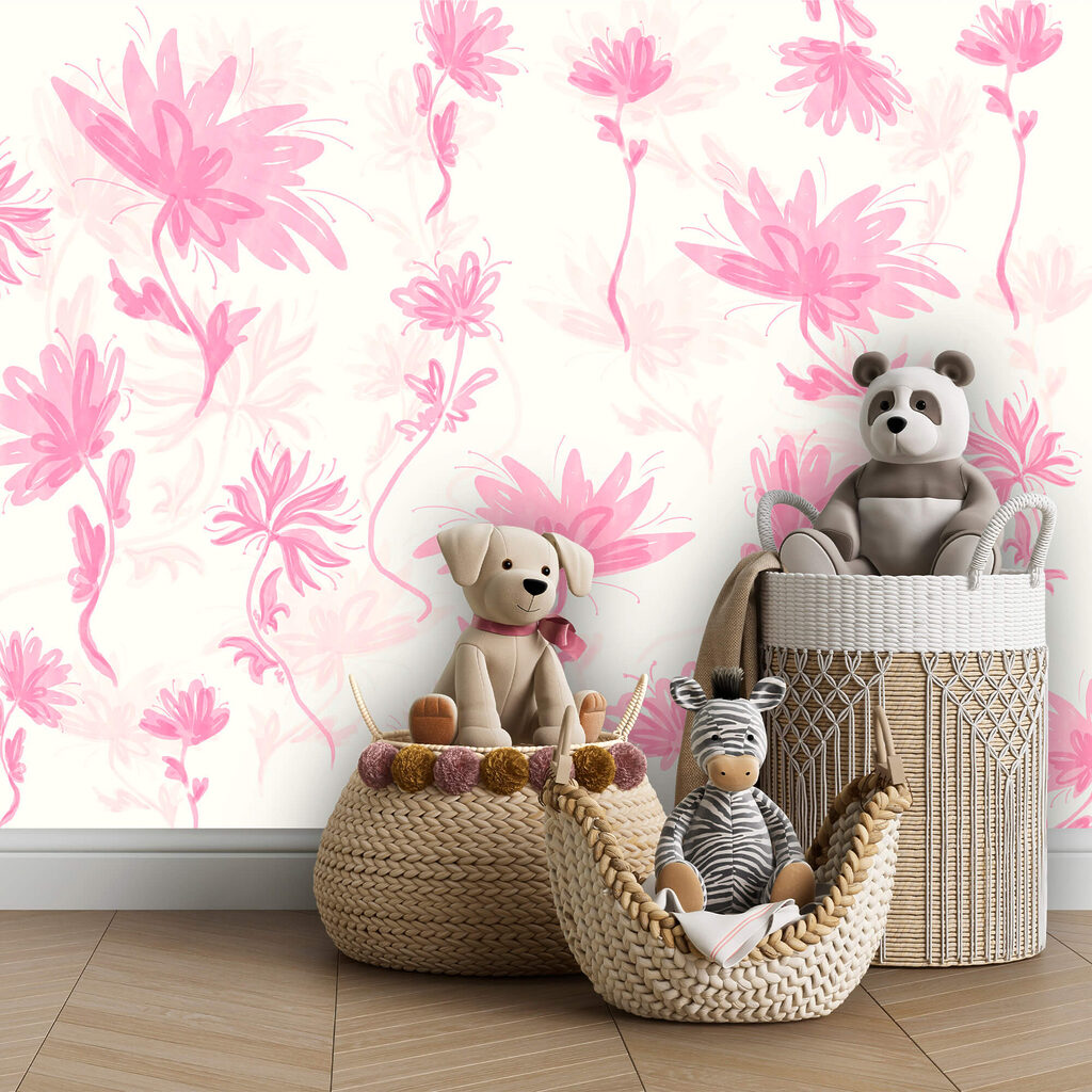 Des fleurs roses sur fond blanc