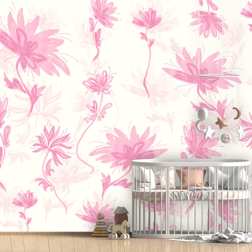 Des fleurs roses sur fond blanc