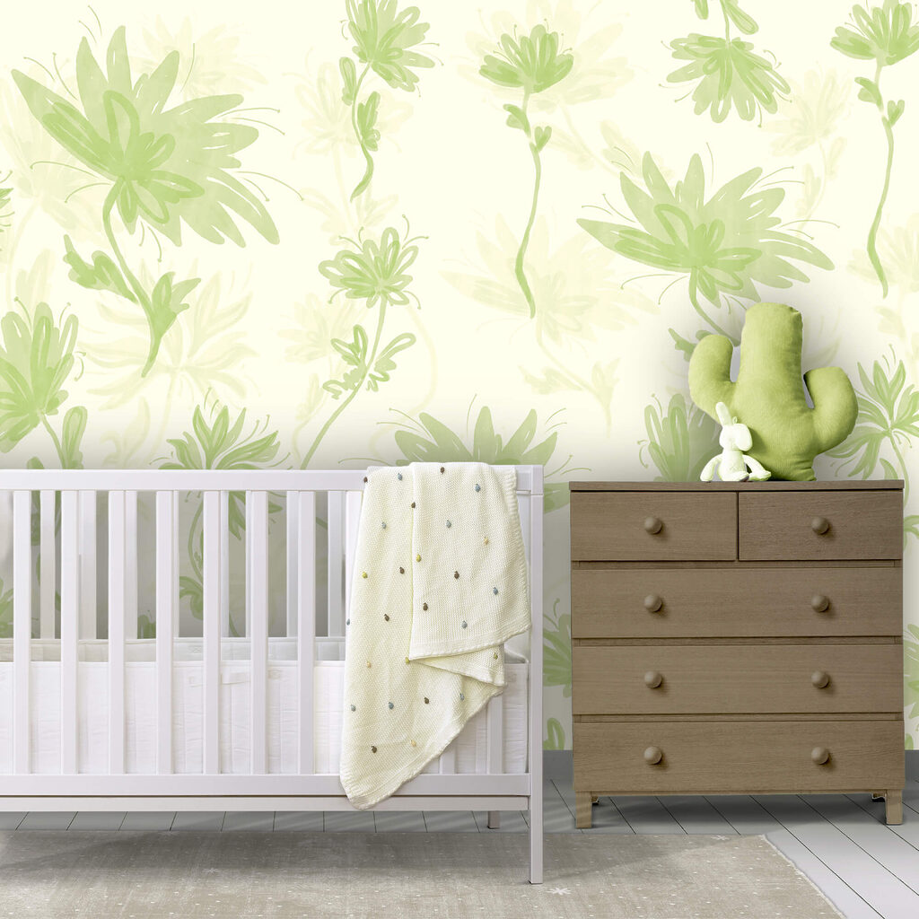 Motif floral vert et blanc