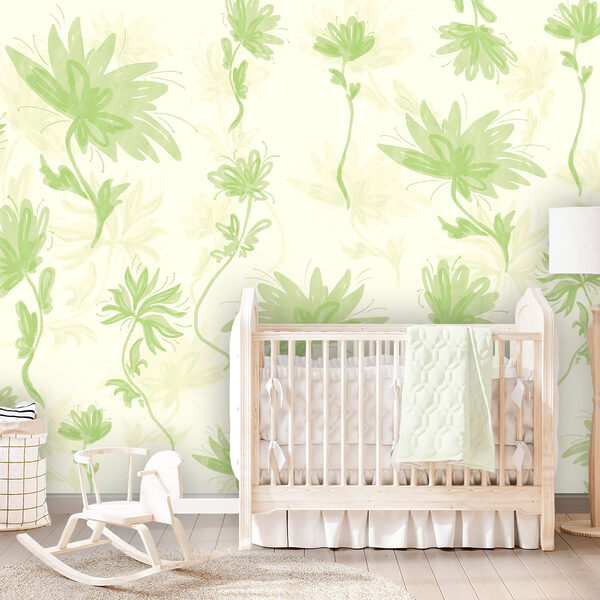 Motif floral vert et blanc