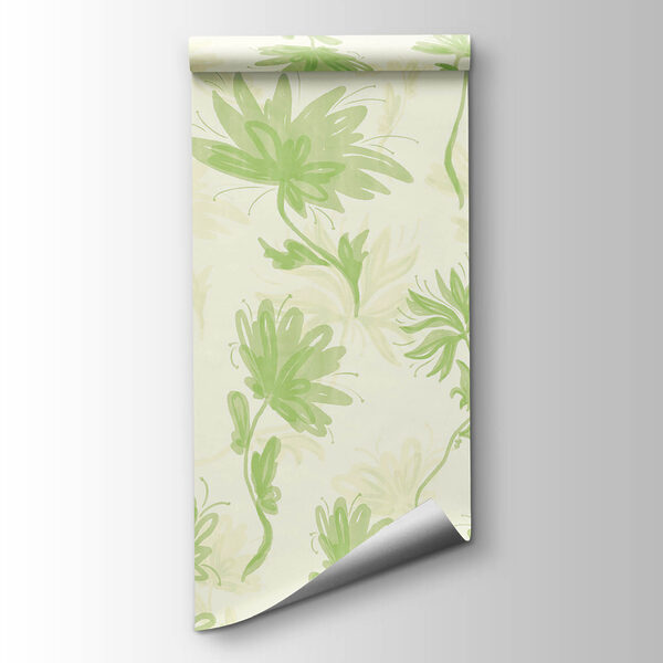 Green and white floral pattern