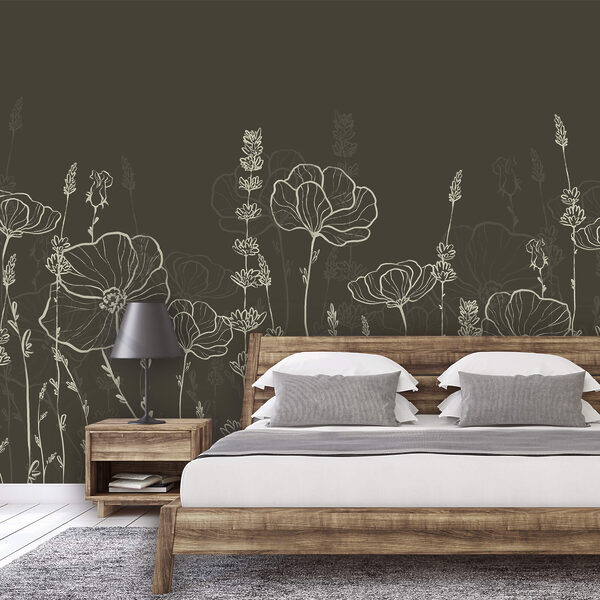 Une rangée de fleurs sur fond sombre