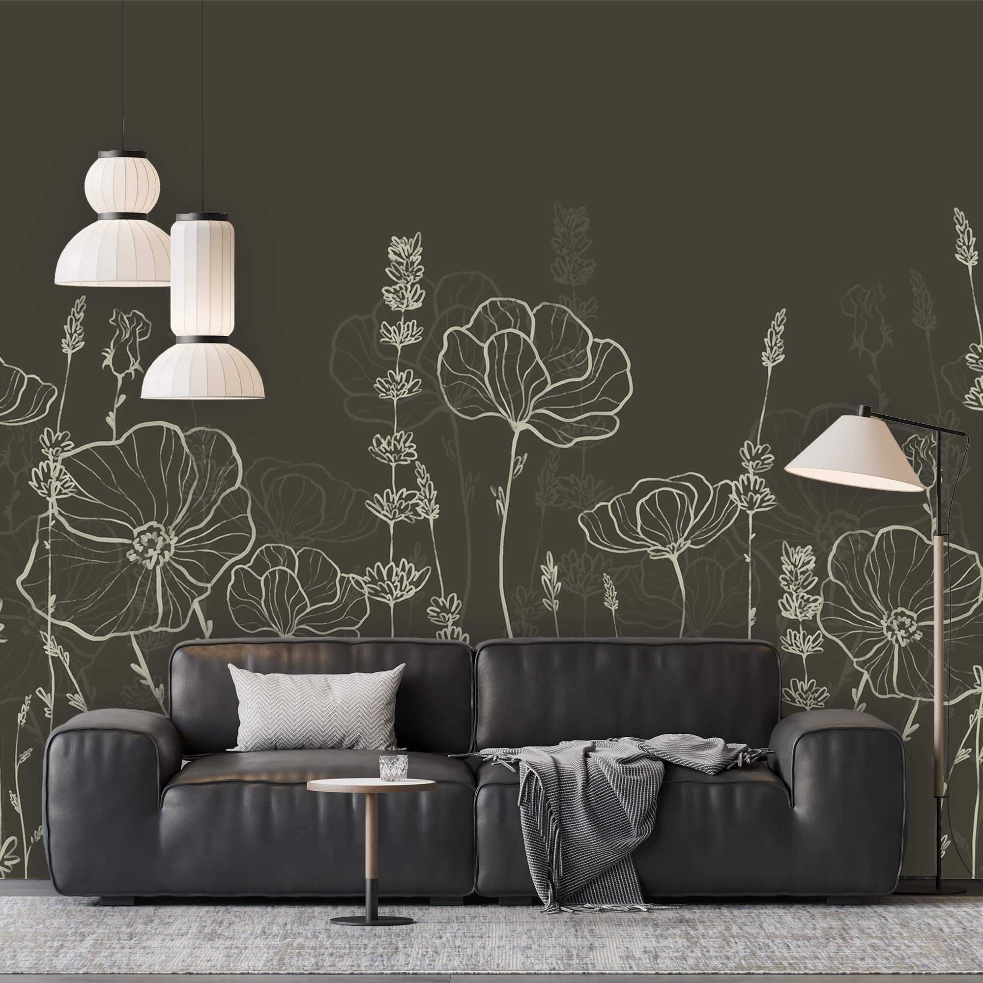 Une rangée de fleurs sur fond sombre