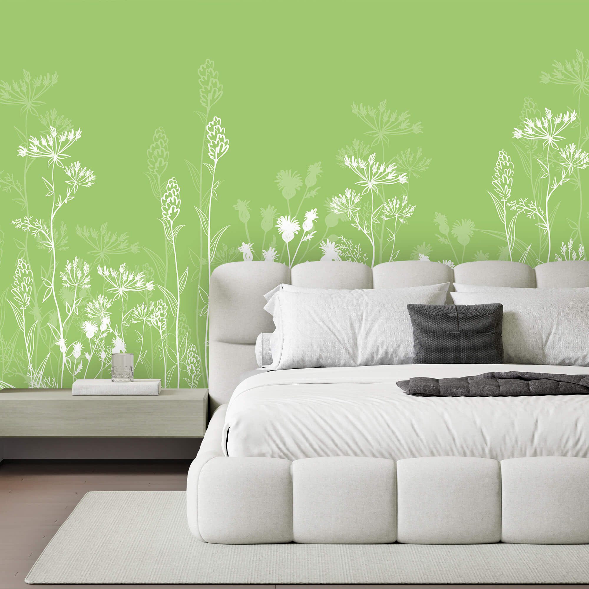 Des fleurs blanches sur fond vert